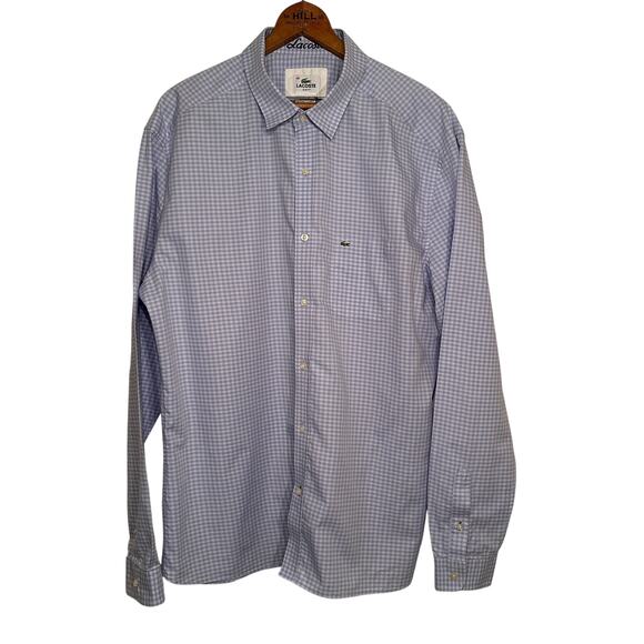 Lacoste Slim‎ Fit Men’s Gingham Button Up 46 XXL - Picture 1 of 13